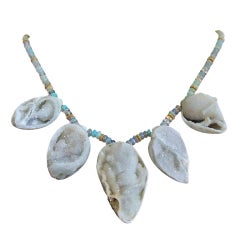 Fossilized Druzy Shells Ethiopian Opals - Zara Necklace 5