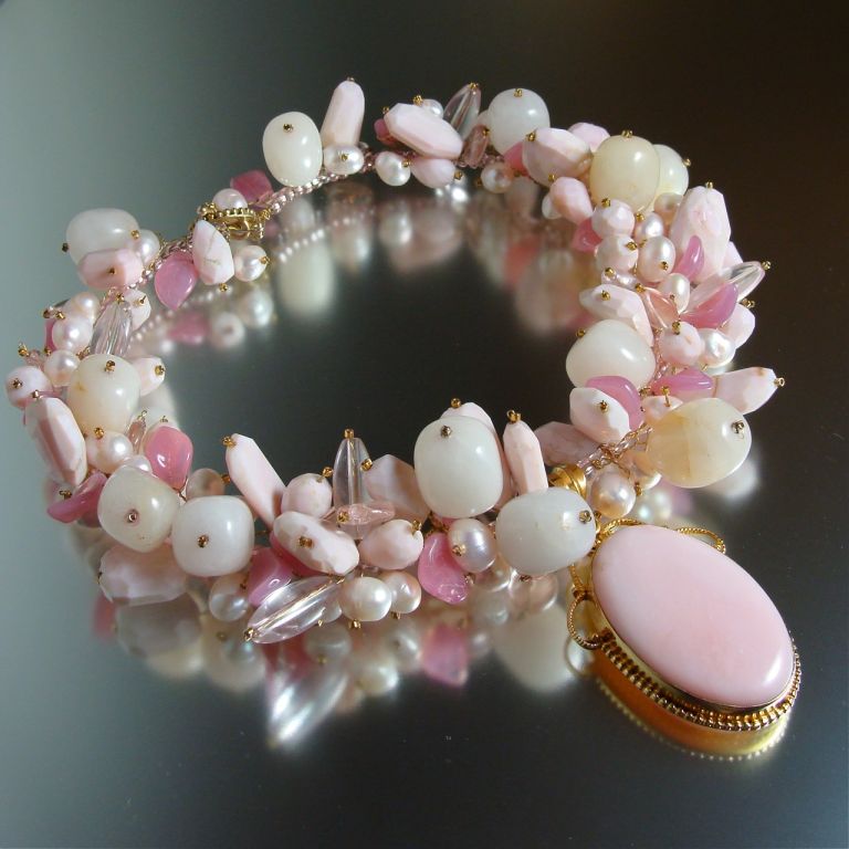 Peruvian Pink Parfait Opal Necklace - Back Bay Collection