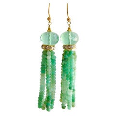 Chrysoprase Green Fluorite Tassel Earrings - Coralia Earrings