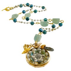 Sailors Valentine Aquamarine Nuggets  Labradorite Necklace