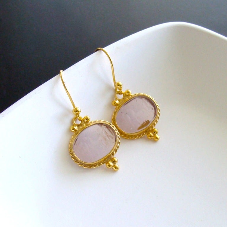 Byzantine Blush Pink Intaglio Earrings