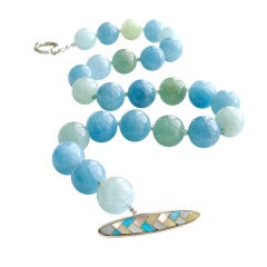 Aquamarine Prasiolite Opal Mother of Pearl Choker Necklace