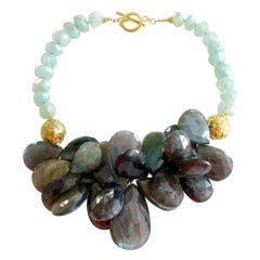 Labradorite Green Calcedony Statement Necklace - Lala Necklace