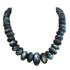 Labradorite Faceted Blue Flash Graduated Rondelles Statement Necklace