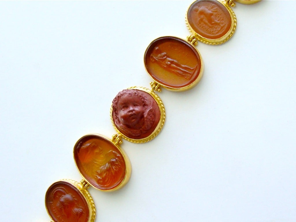 Venetian Glass Intaglio Lava Stone Cameo Bracelet - Ambra Bracelet 2