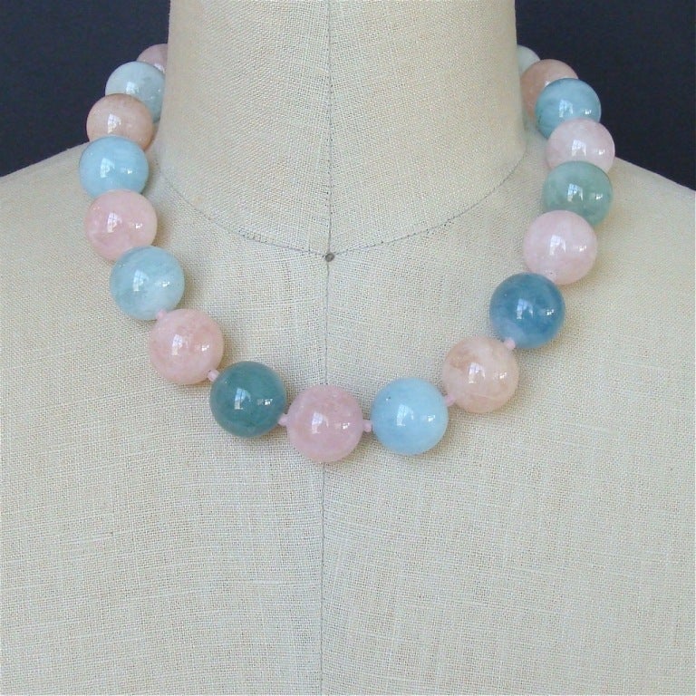 Luxe Beryl Aquamarine Morganite Opal MOP Choker Necklace - Fontanne II Necklace 4