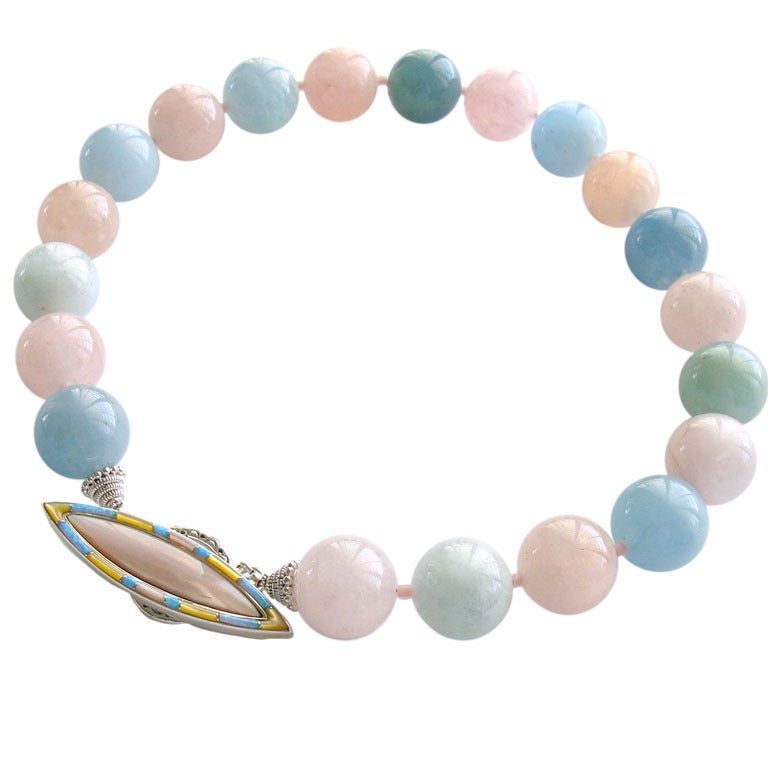 Luxe Beryl Aquamarine Morganite Opal MOP Choker Necklace - Fontanne II Necklace