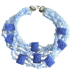 Blue Lace Agate and Moonstone Vintage-Style Necklace