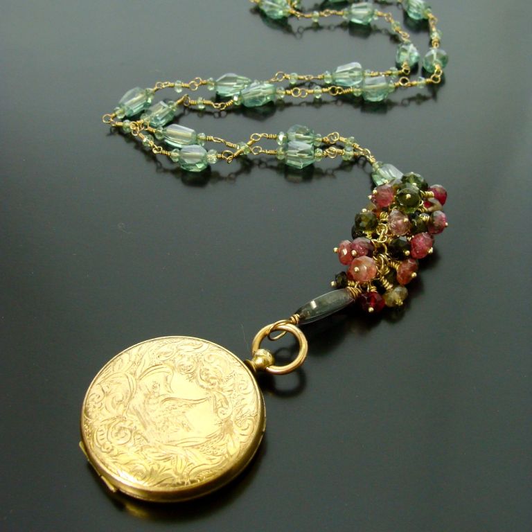 Beloved Generations - Green Amethyst Nuggets, Tourmaline and Ant In New Condition In Colleyville, TX
