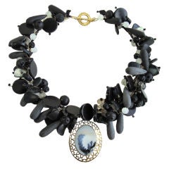 Dramatic Dendratic Agate and Onyx Necklace - Back Bay Collection