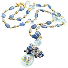 Davinia Necklace - Aquamarine, Kyanite and Blue Sapphires