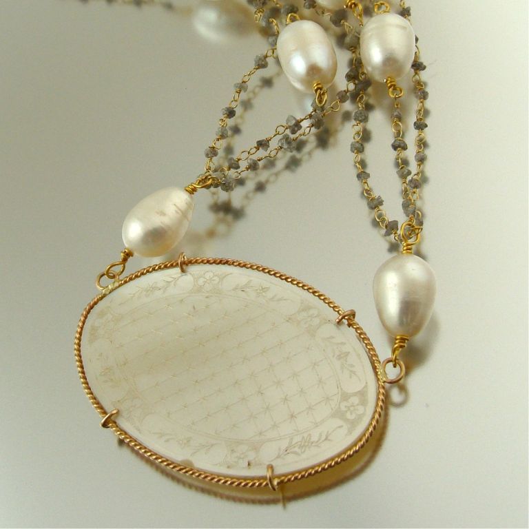 Women's Le Jeton - Antique Chinese Game Counter Pendant with Raw Diamond