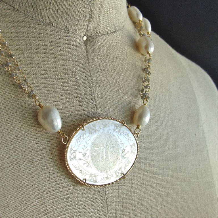 Le Jeton - Antique Chinese Game Counter Pendant with Raw Diamond 2