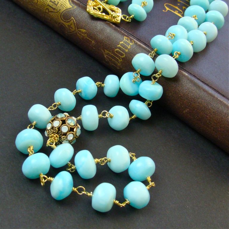 Women's Chantal Necklace - Peruvian Blue Opals