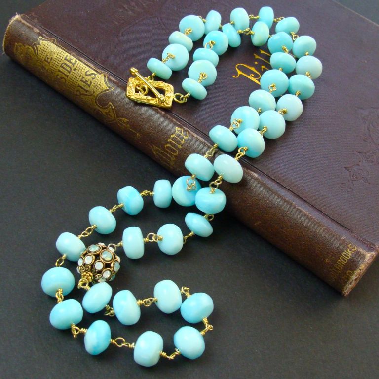 Chantal Necklace - Peruvian Blue Opals 1