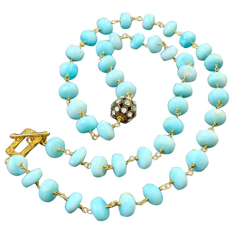 Chantal Necklace - Peruvian Blue Opals