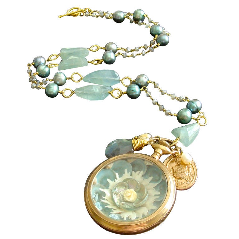 Antigua - Sailor’s Valentine Pendant with Aquamarine Nuggets