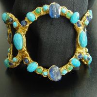 Morgaine Cuff Bracelet - Sleeping Beauty Turquoise, Kyanite and