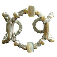 Margot Cuff Bracelet - Freshwater Pearls, Biwa Pearls, Mother-of