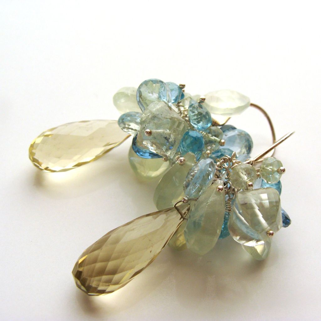 Envi Earrings – Lemon Quartz, London & Sky Blue Topaz, Chalc