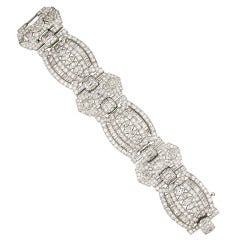 Wide Art Deco Diamond Bracelet