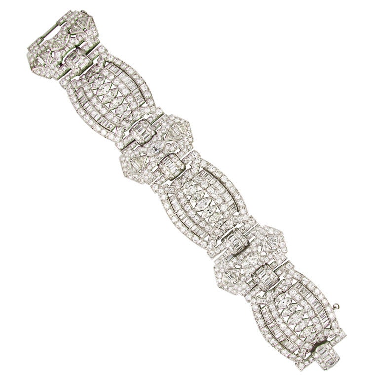 Wide Art Deco Diamond Bracelet