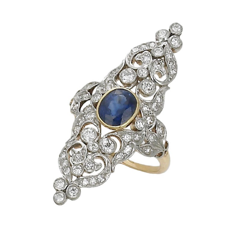 Antique Sapphire and Diamond Ring