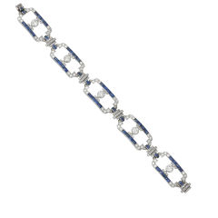 Unusual Art Deco Diamond and Sapphire Bracelet