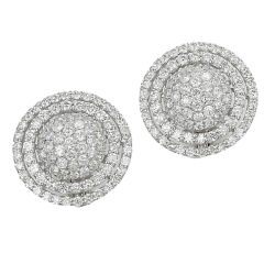 18KT White Gold and Diamond Button Earrings 9