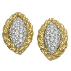 DAVID WEBB Yellow Gold, Platinum and Diamond Earrings