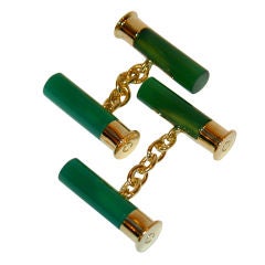 Green Agate Shotgun Shell Cufflinks