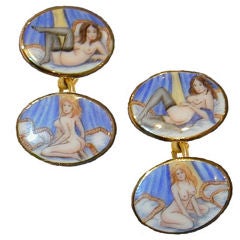 Enameled "Risque" Cufflinks