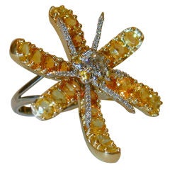 Yellow Gold and Sapphire Flower Ring