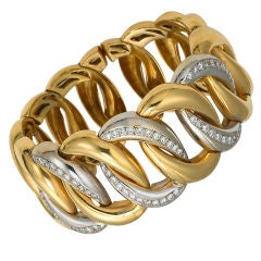 Yellow Gold and Diamond Link Bangle Yellow Gold and Diamond Link Bangle
