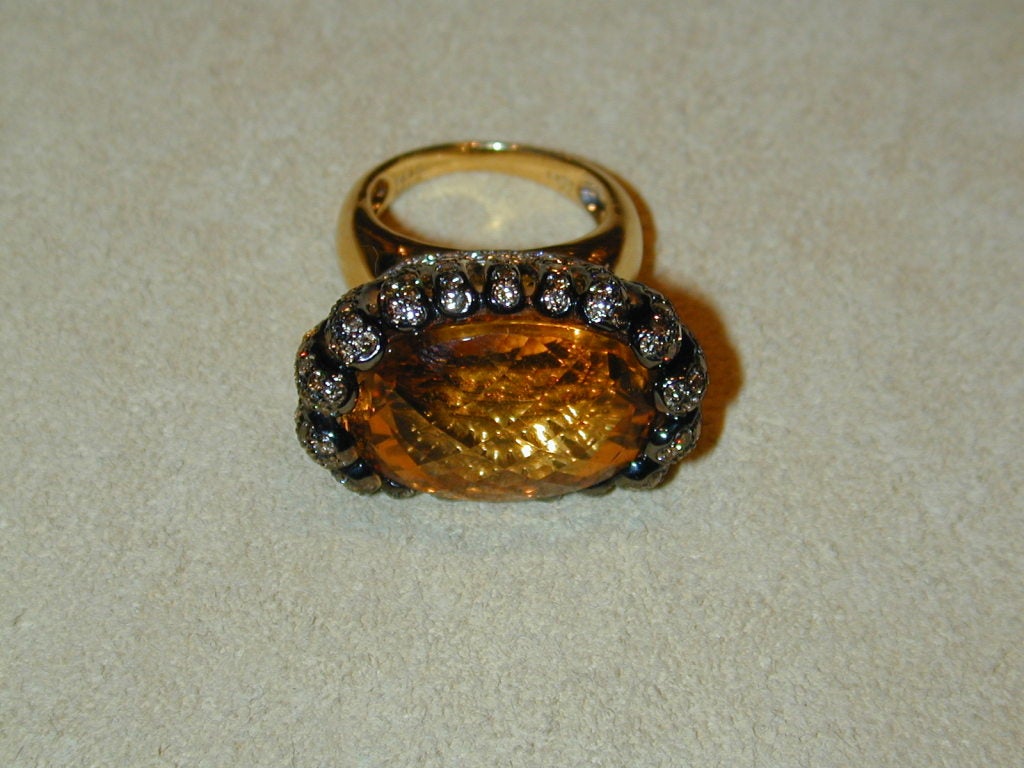 Contemporary Large Citrine Cocktail Ring For Sale