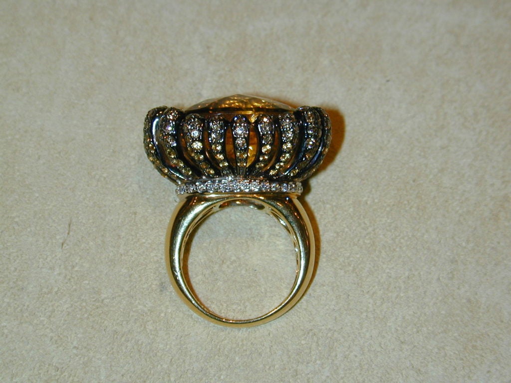 Large Citrine Cocktail Ring In Excellent Condition For Sale In San Francisco, CA