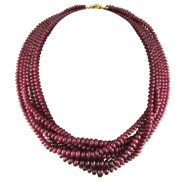 Ruby Bead Necklace For Sale