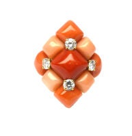 Coral and Diamond Ring by VAN CLEEF & ARPELS