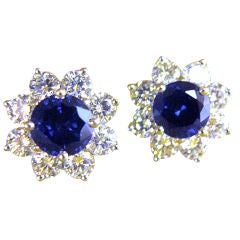 Tiffany & Co. Platinum Sapphire and Diamond Stud Earrings
