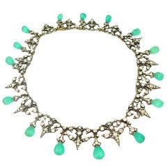 Rare Exquisite Georgian Diamond and Emerald necklace.