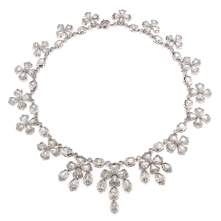 Diamond Clover Necklace For Sale