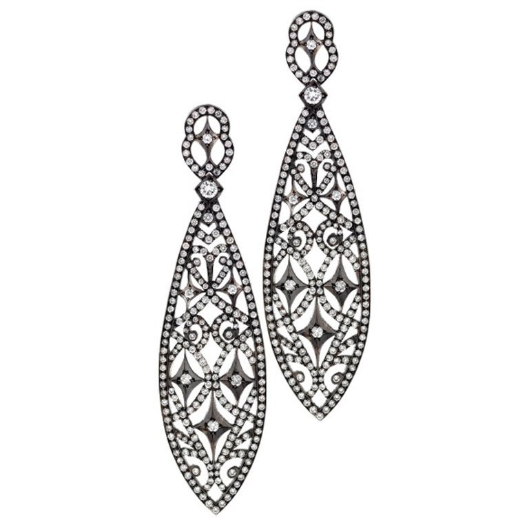 Katerina Maxine Diamond Gothic Lace Earrings For Sale