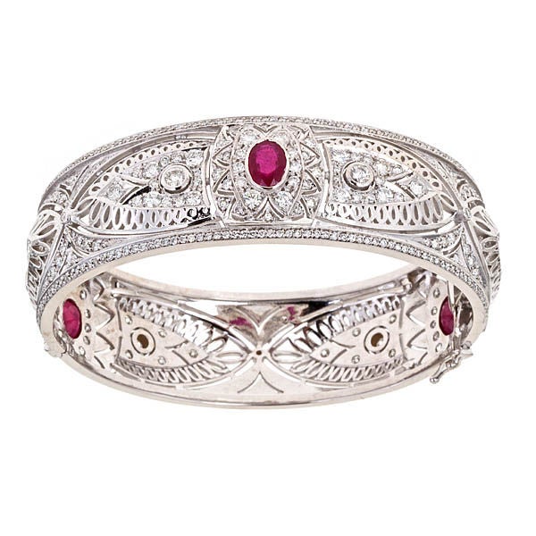 Lace Ruby Diamond Cuff Bangle