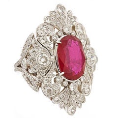 Acanthus Lace Ruby Diamond Ring