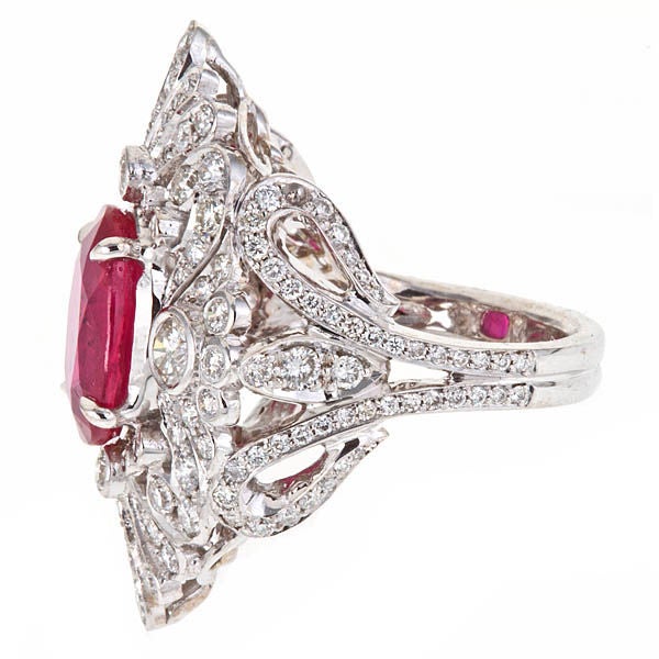 Acanthus Lace Ruby Diamond Ring