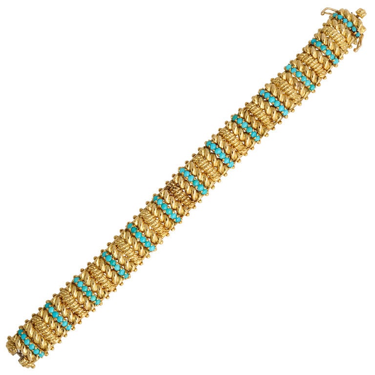 TIFFANY 
CO Turquoise and Gold Bracelet