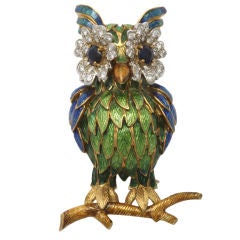 Whimsical Enamel Owl Brooch 7
