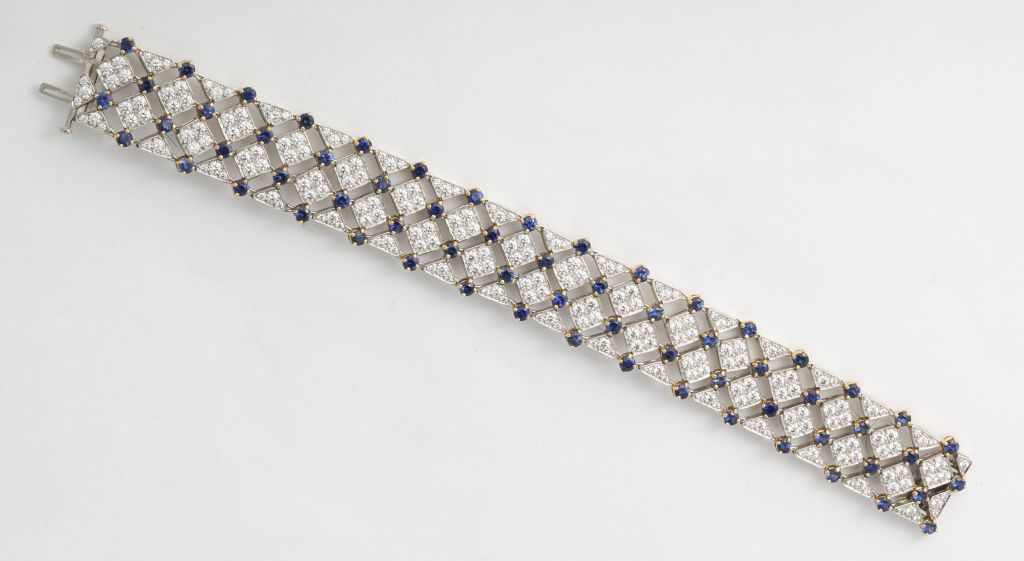 A diamond, sapphire, and white gold bracelet; Tiffany and Co.