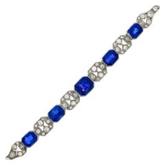 Art Deco Natural Unenhanced Sapphire Diamond Bracelet 4