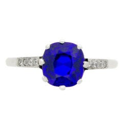 'Royal Blue' Kashmir Natural Unenhanced Sapphire and Diamond Ring 11